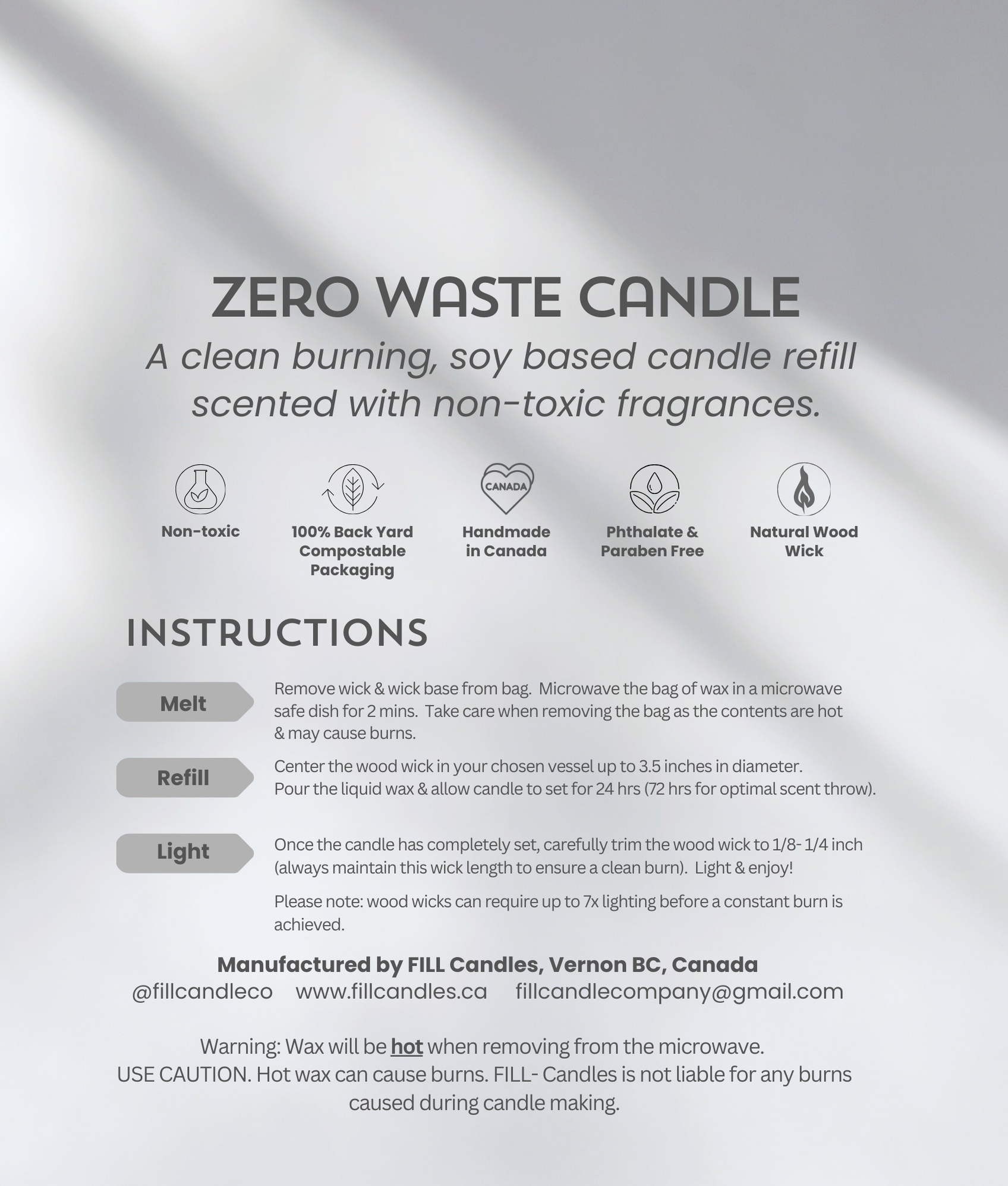 Vanilla Velvet Candle Refill | FILL Candles Refills, Made in Canada