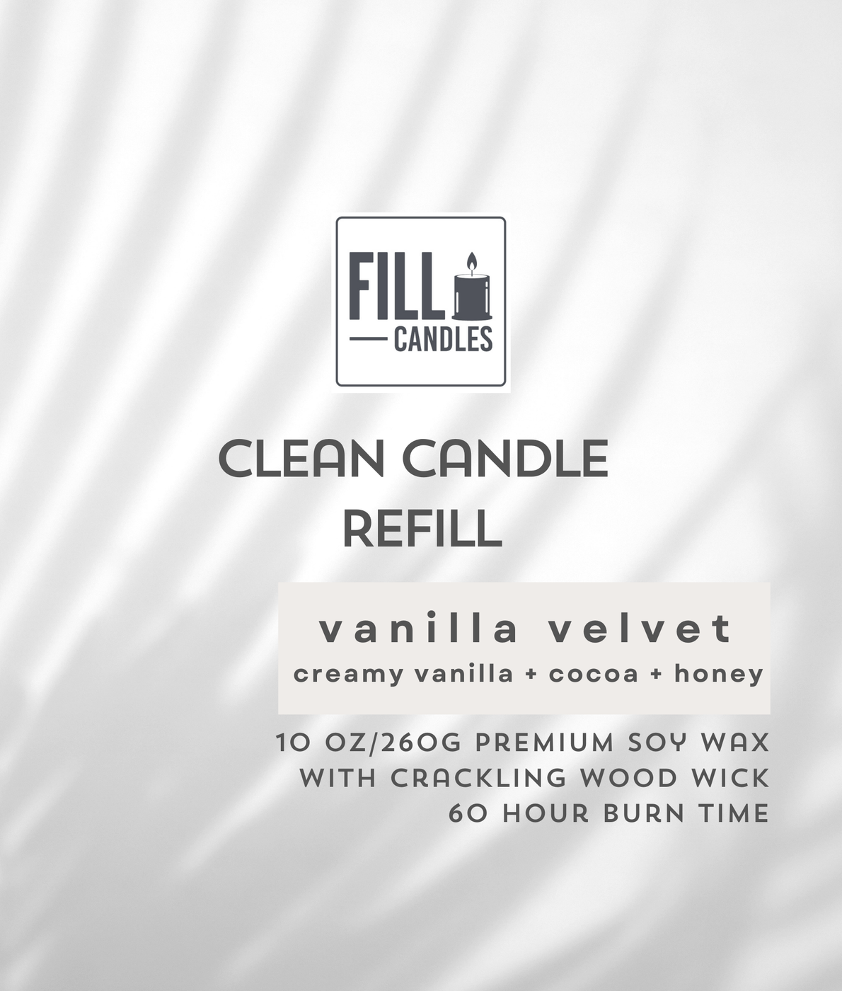 Vanilla Velvet Candle Refill | FILL Candles Refills, Made in Canada